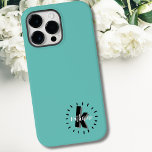 Monograma inicial de nome simples e bonito<br><div class="desc">Um monograma simples, mas divertido, fofo e moderno com iniciais e nome num círculo de traços. Um estilo preto e branco simples, mas você pode mudar qualquer uma das cores para torná-lo seu. Adicione um padrão atrás dele, ou apenas mantenha uma cor simples. Você pode achar que sua inicial pode...</div>