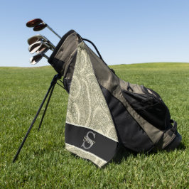 Monograma inicial de Paisley Elegante preto-e-bran