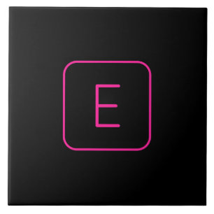 Monograma Inicial Estilo Moderno Rosa e Preto