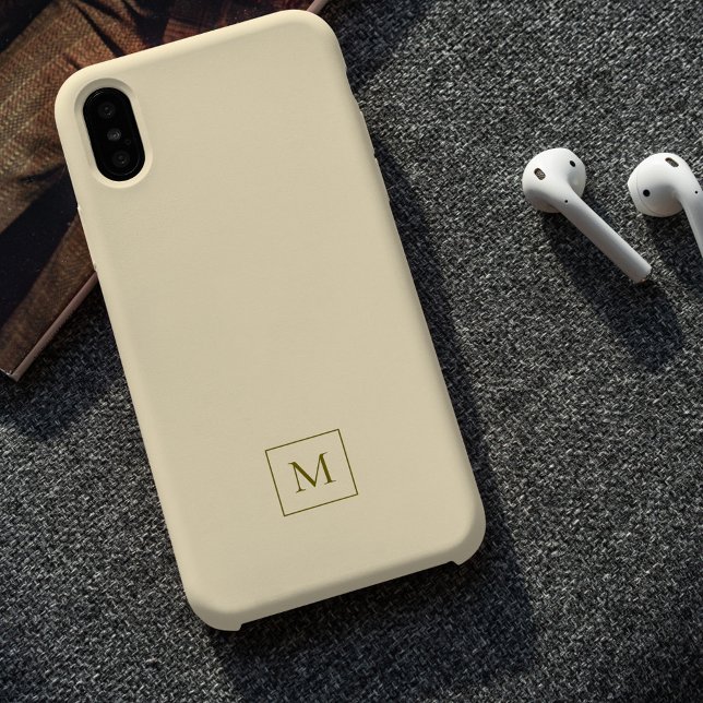 Monograma inicial mínimo elegante creme moderno (Cream Modern Minimal Elegant Initial Monogram Case-Mate iPhone Case)