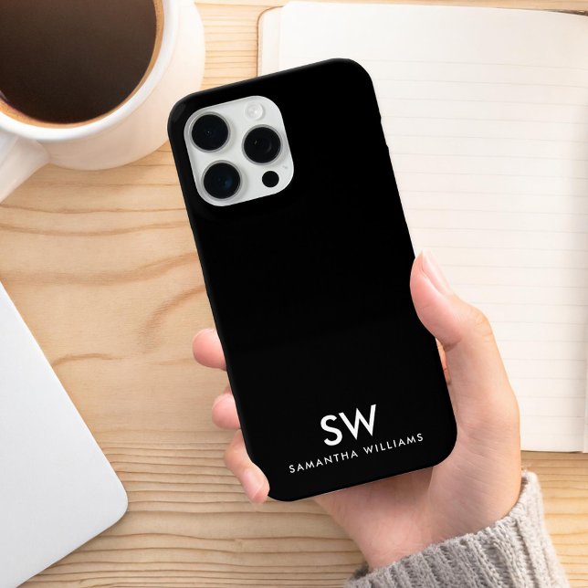 Monograma inicial mínimo preto moderno (Criador carregado)