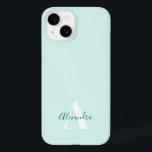 Monograma Inicial Moderno em Verde e Hortelã<br><div class="desc">Este design de capinha de telefone apresenta um design moderno simples em Verde e Hortelã. Faça uma capinha de telefone única com inicial e nome personalizados. Será um presente legal e único para alguém especial ou para você mesmo. Se quiser alterar as fontes ou a posição, clique no botão "Personalizar...</div>