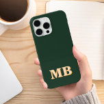 Monograma inicial moderno minimalista<br><div class="desc">Capa de telefone de Monograma Inicial Mínima Mineral Florestal Verde. Crie sua própria capas de iphone personalizada com o nome inicial personalizado.</div>