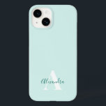 Monograma Inicial Moderno Mint & Green<br><div class="desc">Esta design de capa de telefone na moda apresenta um simples design moderno em Mint & Green. Faça uma capa de telefone gentil com nome e inicial personalizados. Será um presente legal e único para alguém especial ou para você mesmo. Se quiser alterar as fontes ou a posição, clique no...</div>