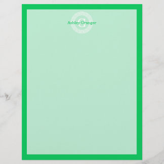 Monograma Inicial Moldura Redonda Esmeralda Branca