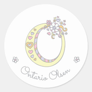 Monograma inicial O nome personalizado id etiqueta