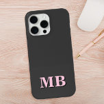 Monograma inicial preto-rosa minimalista<br><div class="desc">Capa de telefone de Monograma Inicial Mínima Preta-Rosa Migalista Moderna. Crie sua própria capas de iphone personalizada com o nome inicial personalizado.</div>