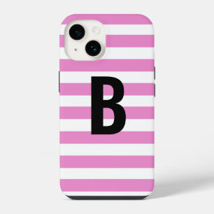 Monograma Inicial Simples de Stripe Roxo Moderno N
