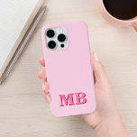 Monograma Inicial, Vermelho Cor-de-Rosa Moderno Mi<br><div class="desc">Capa de telefone de Monograma Inicial Mínimo Vermelho Cor-de-rosa. Crie sua própria capas de iphone personalizada com o nome inicial personalizado.</div>
