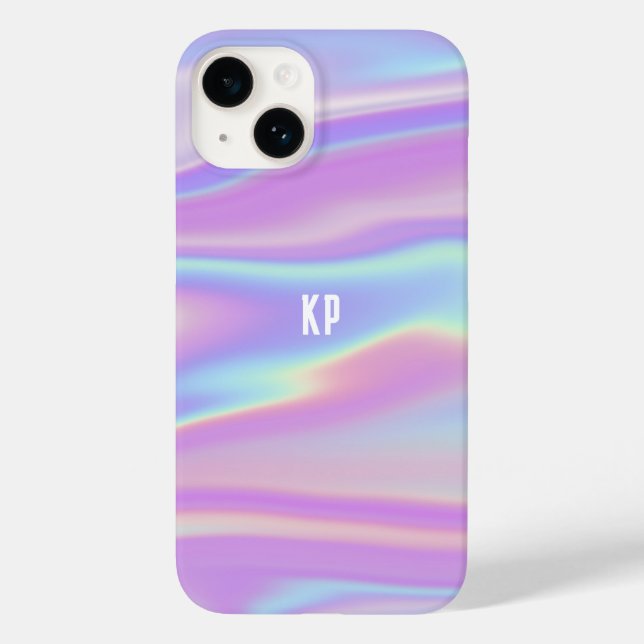 Monograma Iridescente de Abstrato Girly Contemporâ (Verso)