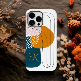 Monograma K Verde Laranja Boho Arte Abstrata