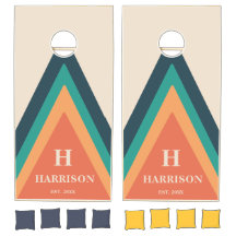 Monograma Laranja de faixas Retro Personalizadas