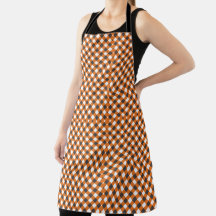 Monograma Laranja Xadrez Branca Gingham
