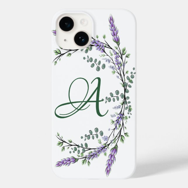 Monograma Lavanda Eucalyptus Case-Mate iPhone Ca (Verso)