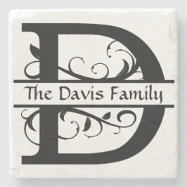 Monograma - Letra D Porta copos de pedra personali