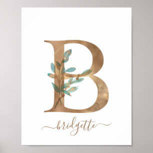 Monograma - Letra Dourada Floral B Poster
