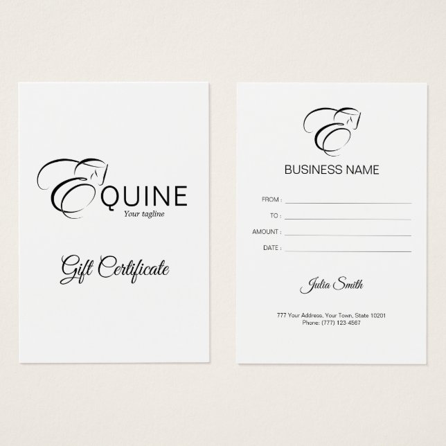 Monograma - Letra E Cavalo (Frente & Verso)