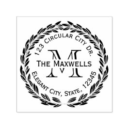 Monograma - Letra Laurel Wreath Circle - Carimbo