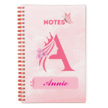 Monograma - Letra Notebook - Design princesa rosa
