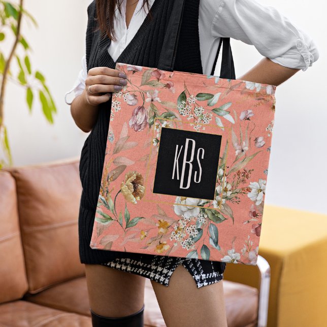 Monograma Leve Salmão 1600s Bolsa de Florais de Be (Criador carregado)