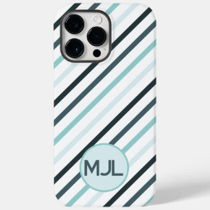 Monograma / Listras de Azul Teal Personalizado