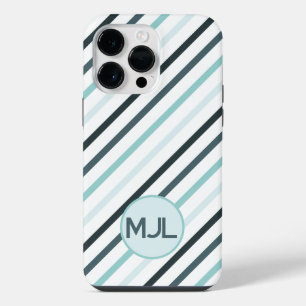 Monograma / Listras de Azul Teal Personalizado
