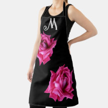 Monograma M customizável rosa quente floral