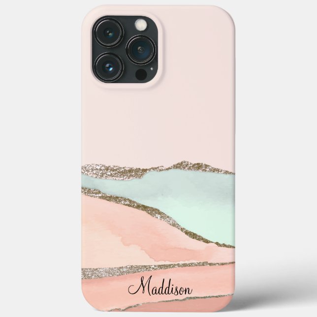 Monograma Mármore Ombre com Brilho Rosa e Azul Tur (Verso)