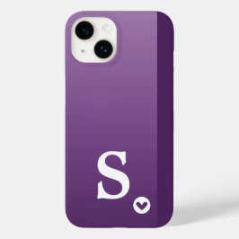 Monograma Menina Coração Roxo Simples Moderno Chic