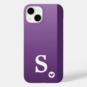 Monograma Menina Coração Roxo Simples Moderno Chic