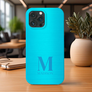 Monograma Metálico Azul Aqua