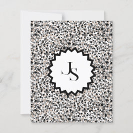 Monograma Minimalista Cinza Preto Bege Textura.