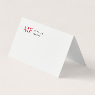 Monograma Minimalista Moderno Vermelho Branco Plan