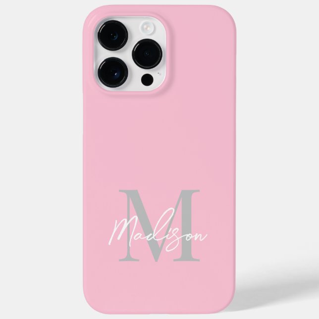 Monograma Mínimo de Script Branco Cor-de-rosa Blus (Verso)