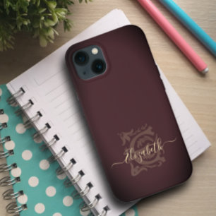 Monograma Mínimo de Vintage Elegante Plum E Name