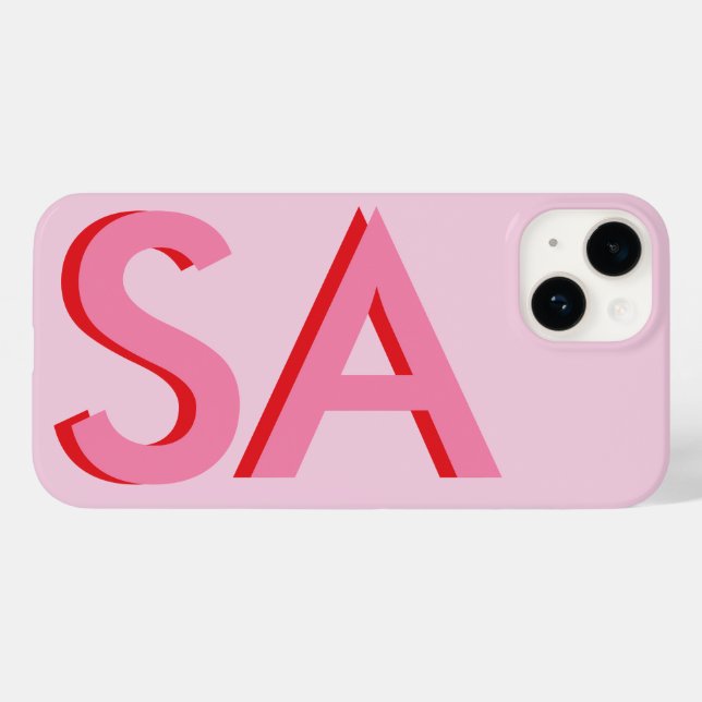 Monograma mínimo inicial cinza-rosa moderno (Verso (horizontal))