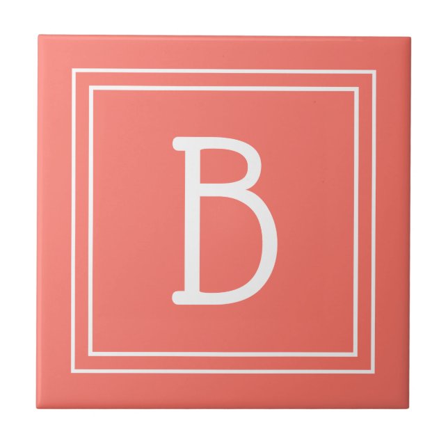 Monograma Modernizada Moderna em Coral e Branco (Frente)