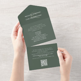 Monograma Moderno Código QR Casamento RSVP Moss Ve