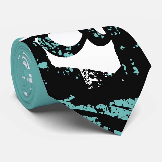 Monograma moderno com gravata aqua inicial (Rolled)