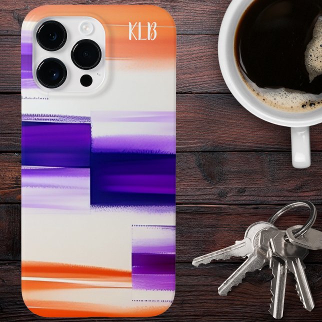 Monograma Moderno com Pinceladas de Roxo e Laranja (Criador carregado)