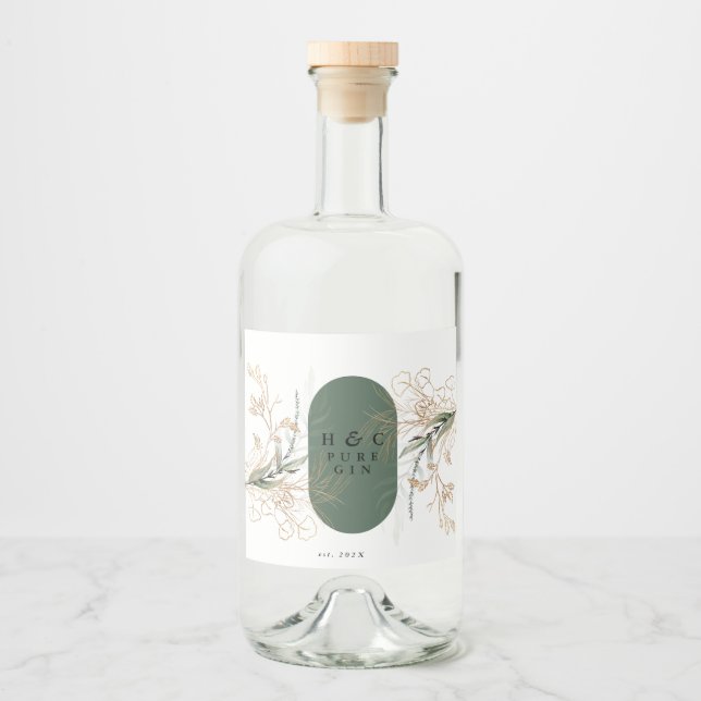 Monograma Moderno de Eucalipto Botânico abstrato (Frente)