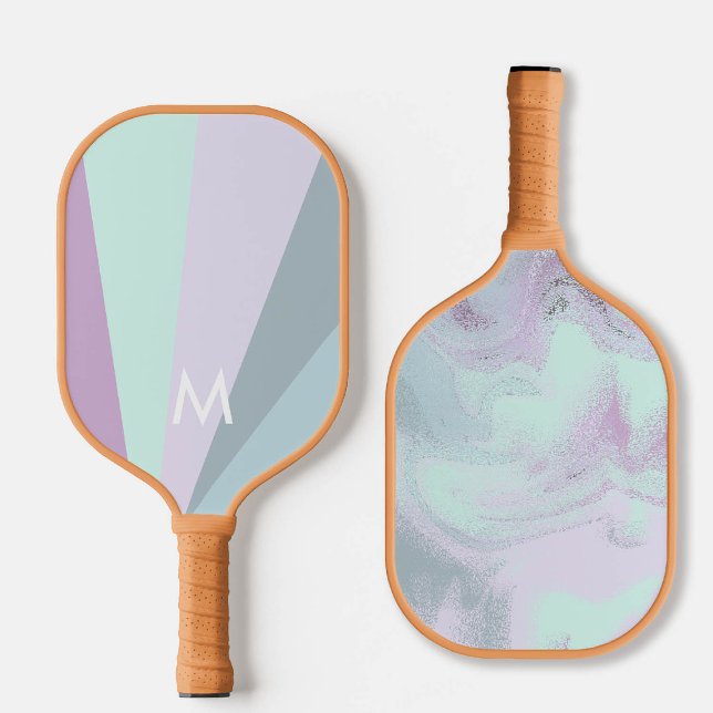 Monograma Moderno do Sorbet Teal Personalizado (personalized pickleball paddle monogram mint green mauve purple custom sports gift for her)
