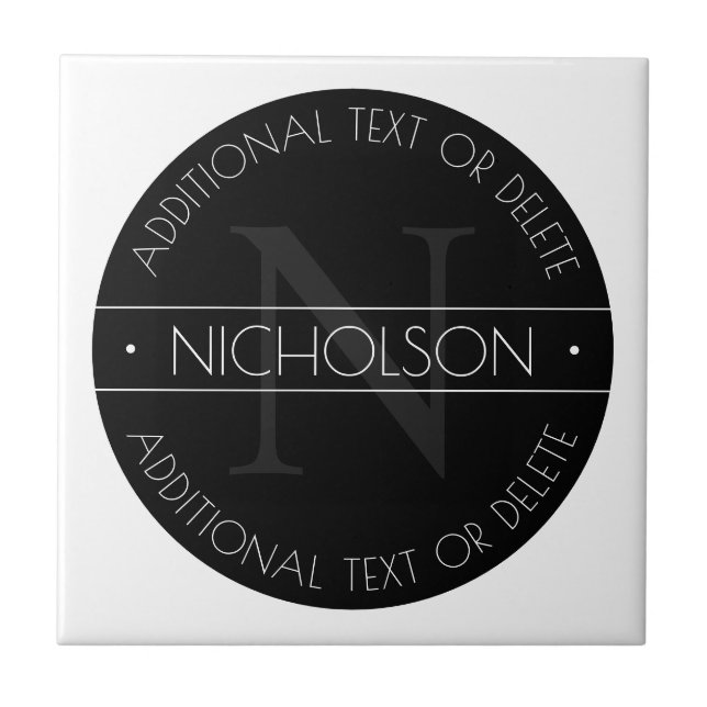 Monograma moderno editável elegante preto e branco (Frente)