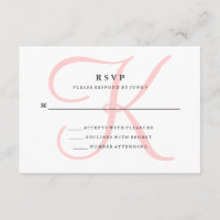 Monograma Moderno Elegante em RSVP Rosa