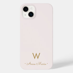 Monograma moderno em rosa bege dourado com letras