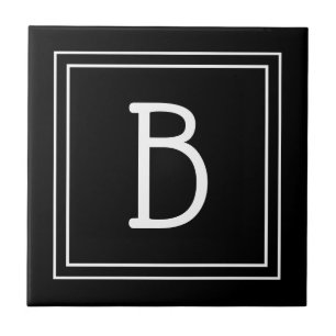 Monograma Moderno Preto e Branco Inicial Simples