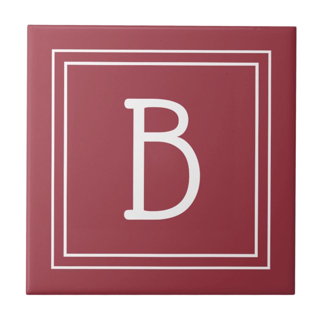 Monograma Moderno Vermelho Escarlate e Branco (Frente)