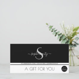 Monograma Moderno Voucher de Presente Branco e Pre