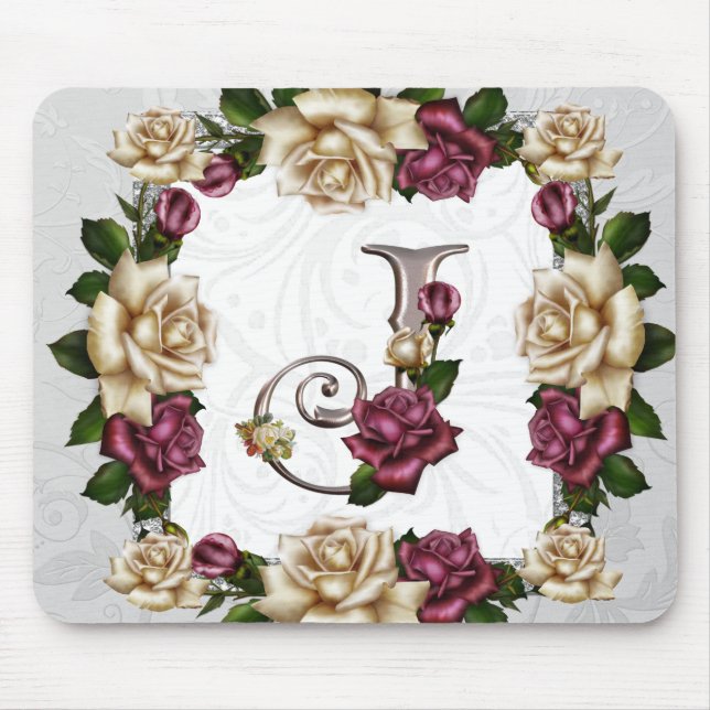 Monograma Mousepad Rosa J (Frente)