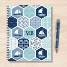 Monograma Náutico de Barcos Modernos Azul Personal
